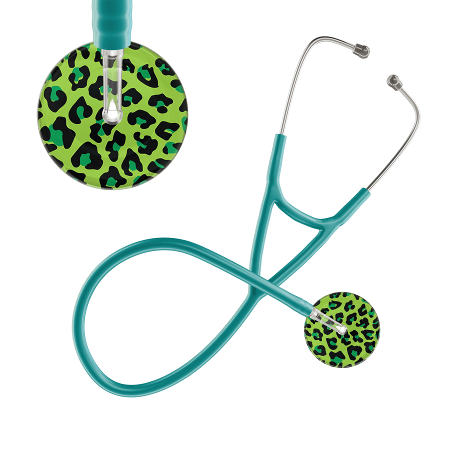 Ultrascope Single Stethoscope Lime Green Leopard / Adult / Jade Leopard Pattern Cardiology Stethoscope - Leopard Print