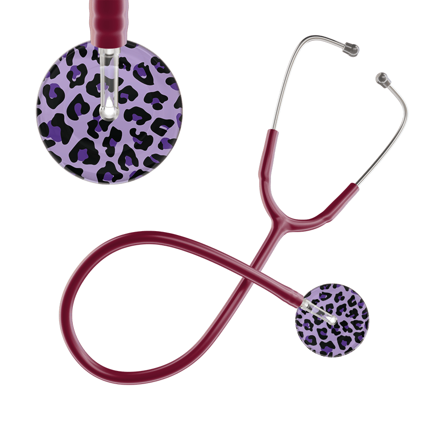 Ultrascope Single Stethoscope Purple Leopard / Adult / Burgundy Leopard Pattern Stethoscope - Leopard Print