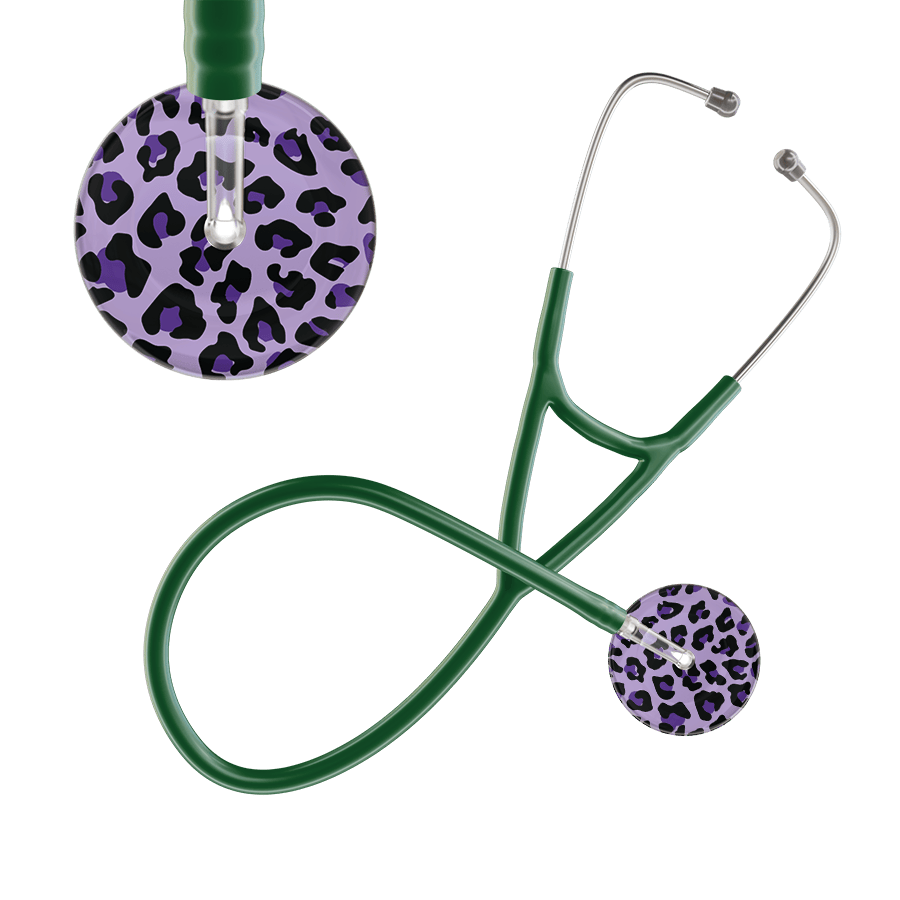 Ultrascope Single Stethoscope Purple Leopard / Adult / Dark Green Leopard Pattern Cardiology Stethoscope - Leopard Print