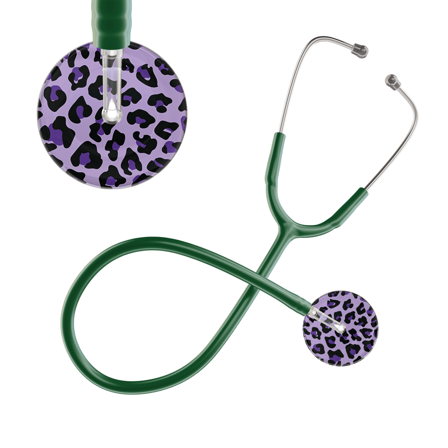 Ultrascope Single Stethoscope Purple Leopard / Adult / Dark Green Leopard Pattern Stethoscope - Leopard Print