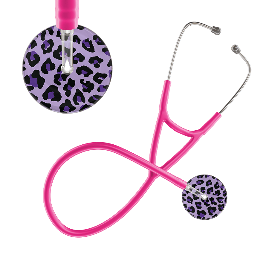 Ultrascope Single Stethoscope Purple Leopard / Adult / Hot Pink Leopard Pattern Cardiology Stethoscope - Leopard Print