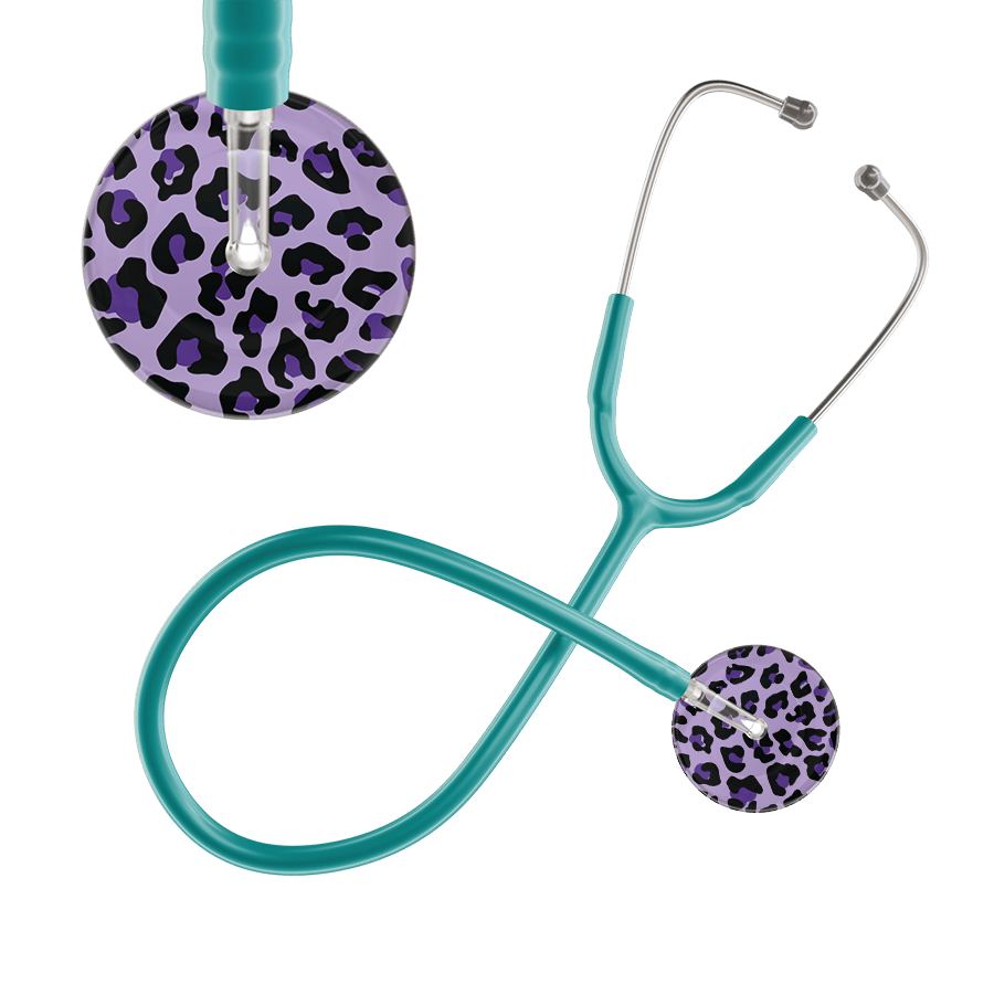 Ultrascope Single Stethoscope Purple Leopard / Adult / Jade Leopard Pattern Stethoscope - Leopard Print