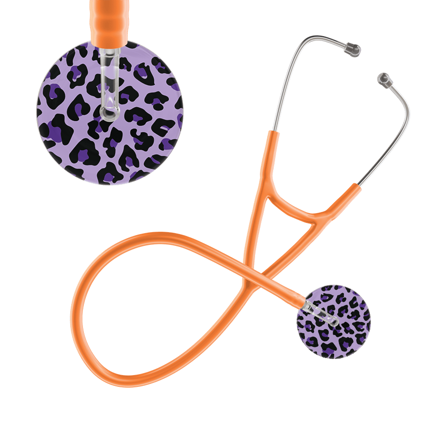 Ultrascope Single Stethoscope Purple Leopard / Adult / Orange Leopard Pattern Cardiology Stethoscope - Leopard Print