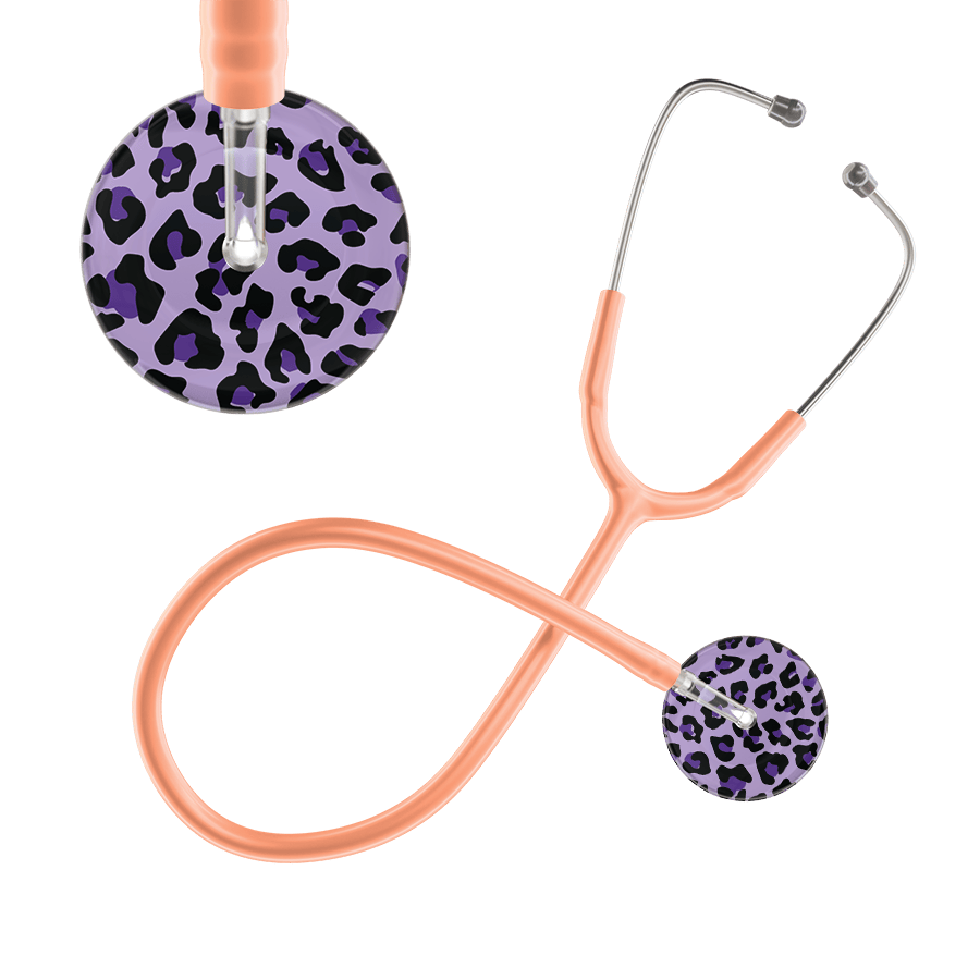 Ultrascope Single Stethoscope Purple Leopard / Adult / Peach Leopard Pattern Stethoscope - Leopard Print