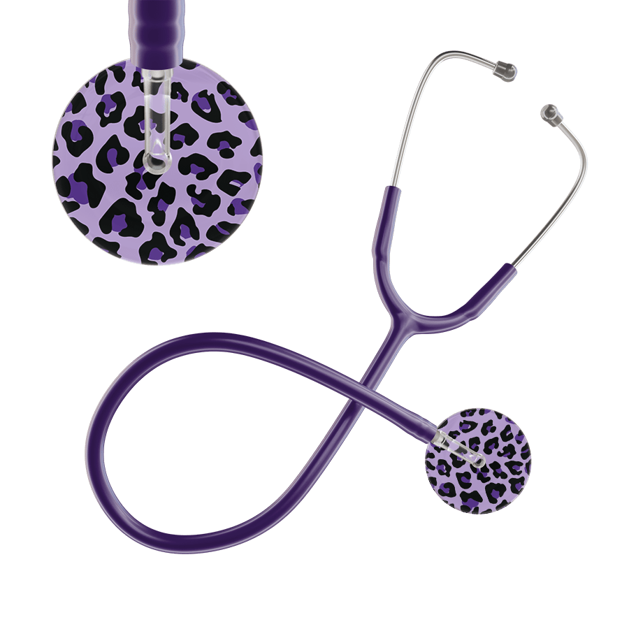 Ultrascope Single Stethoscope Purple Leopard / Adult / Purple Leopard Pattern Stethoscope - Leopard Print