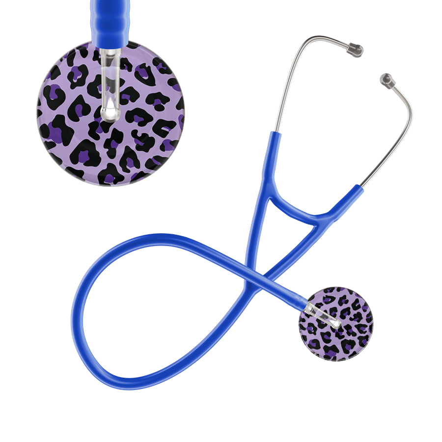 Ultrascope Single Stethoscope Purple Leopard / Adult / Royal Blue Leopard Pattern Cardiology Stethoscope - Leopard Print