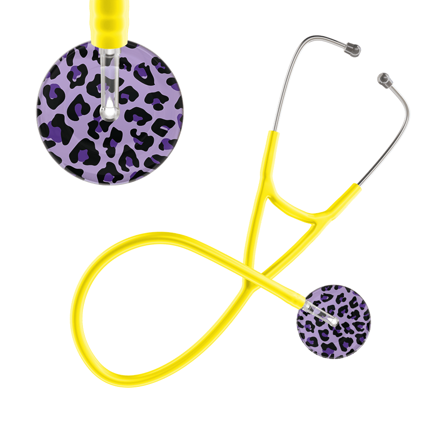 Ultrascope Single Stethoscope Purple Leopard / Adult / Yellow Leopard Pattern Cardiology Stethoscope - Leopard Print