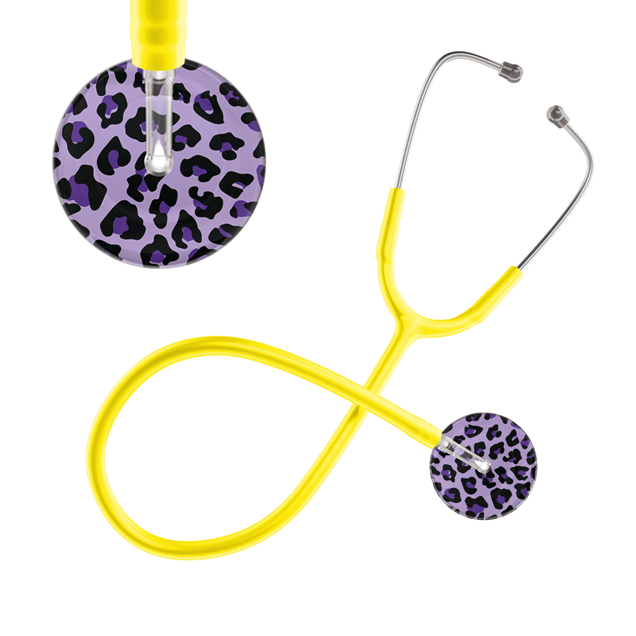 Ultrascope Single Stethoscope Purple Leopard / Adult / Yellow Leopard Pattern Stethoscope - Leopard Print