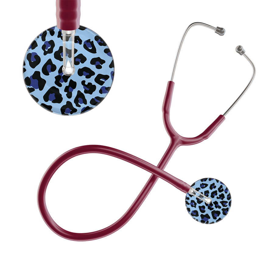 Ultrascope Single Stethoscope Royal Blue Leopard / Adult / Burgundy Leopard Pattern Stethoscope - Leopard Print