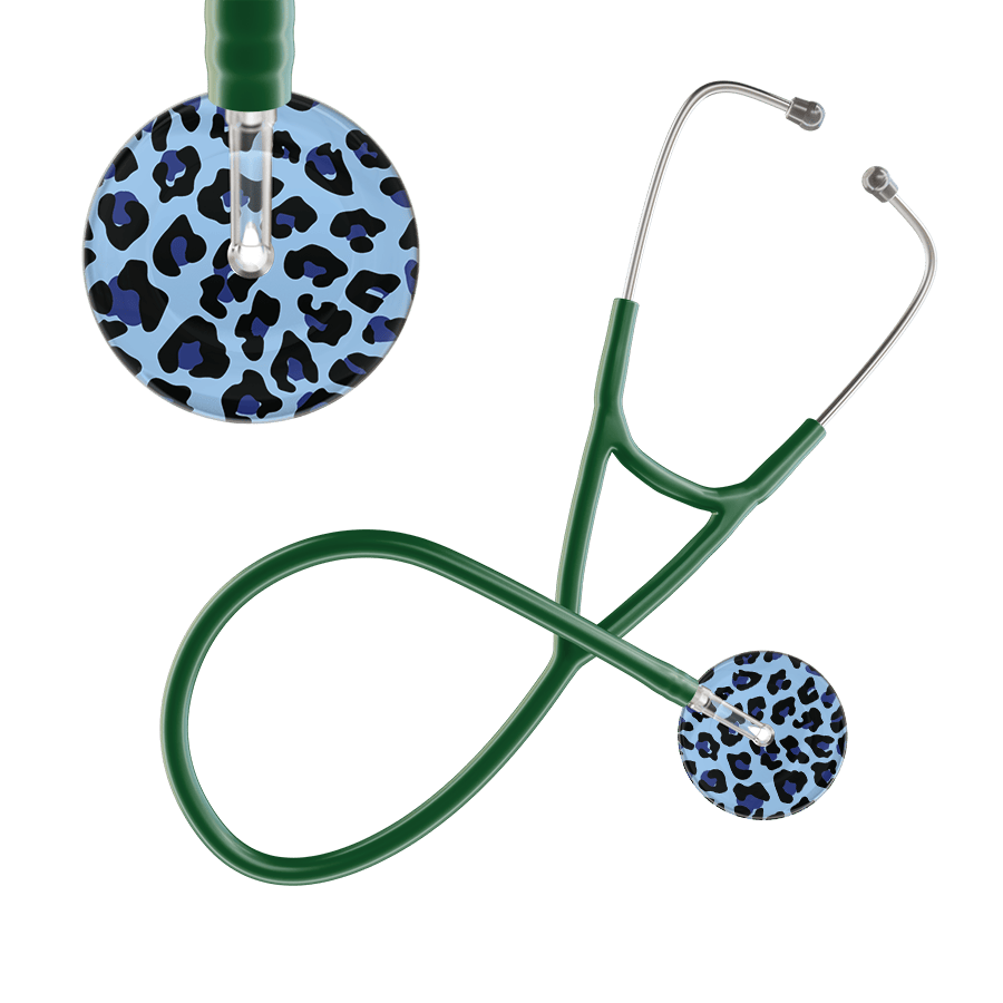 Ultrascope Single Stethoscope Royal Blue Leopard / Adult / Dark Green Leopard Pattern Cardiology Stethoscope - Leopard Print