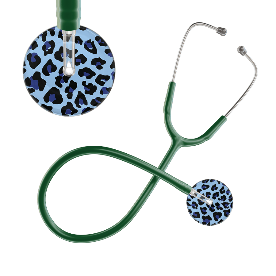 Ultrascope Single Stethoscope Royal Blue Leopard / Adult / Dark Green Leopard Pattern Stethoscope - Leopard Print