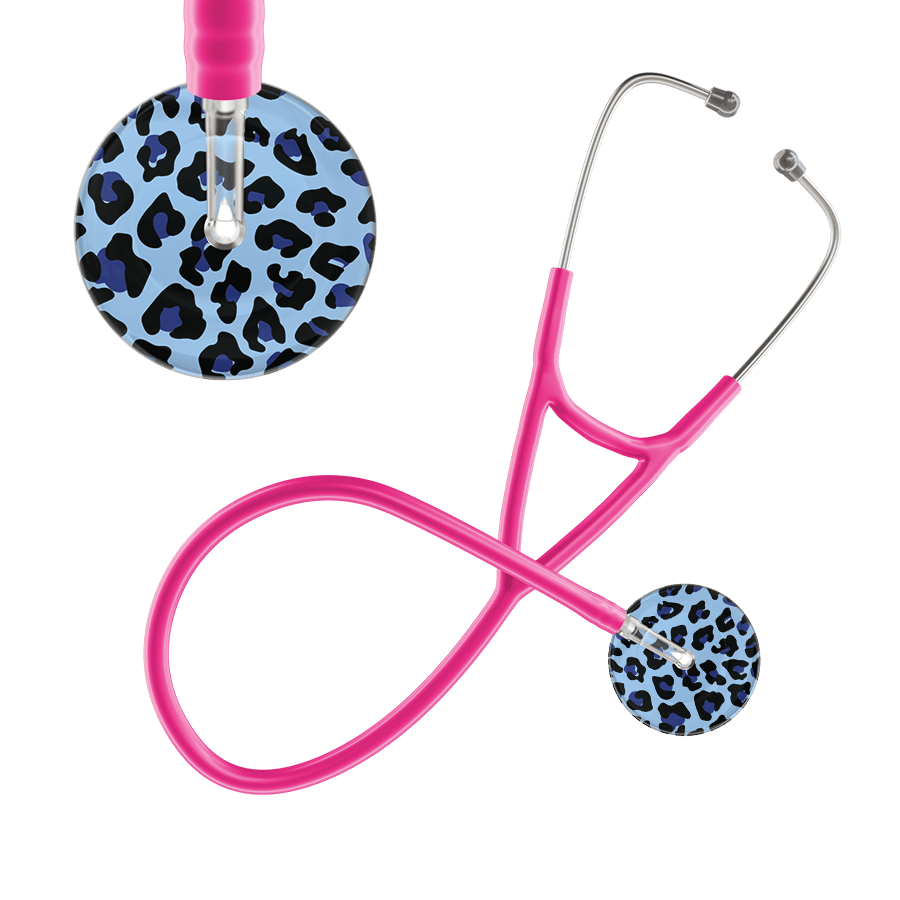 Ultrascope Single Stethoscope Royal Blue Leopard / Adult / Hot Pink Leopard Pattern Cardiology Stethoscope - Leopard Print