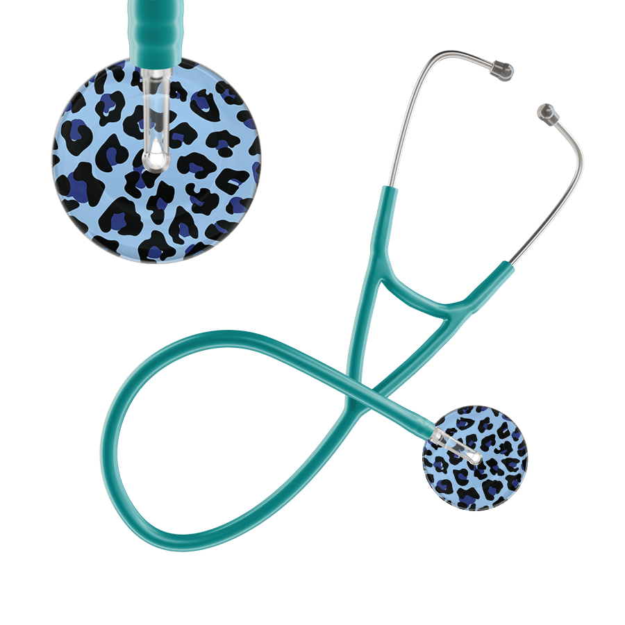 Ultrascope Single Stethoscope Royal Blue Leopard / Adult / Jade Leopard Pattern Cardiology Stethoscope - Leopard Print