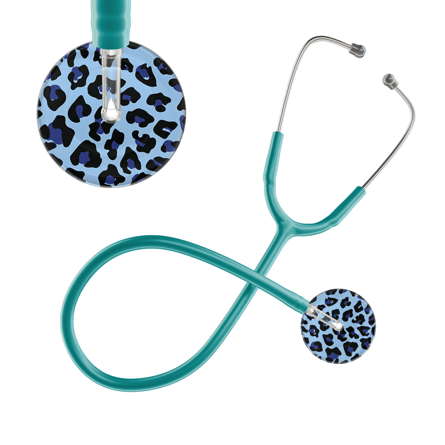 Ultrascope Single Stethoscope Royal Blue Leopard / Adult / Jade Leopard Pattern Stethoscope - Leopard Print