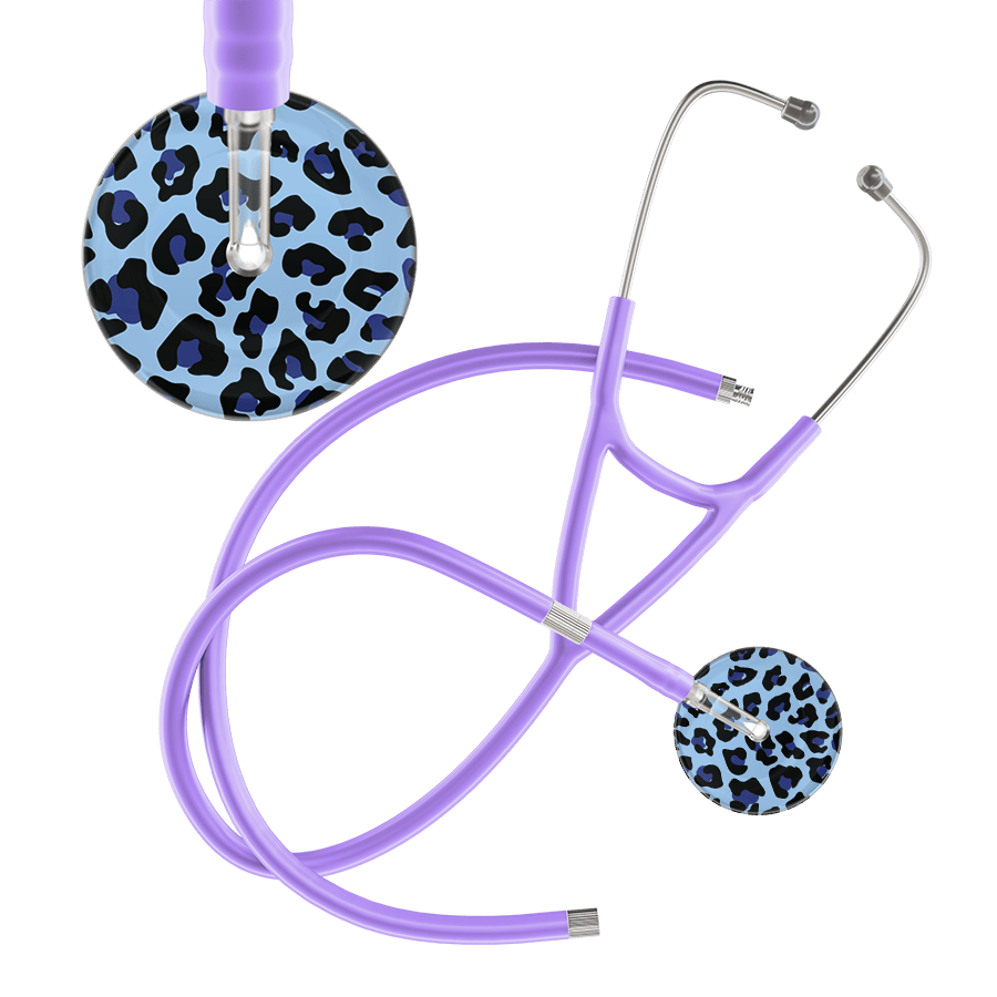 Ultrascope Single Stethoscope Royal Blue Leopard / Adult / Lavender Extended Tubing Leopard Pattern Cardiology Stethoscope - Leopard Print