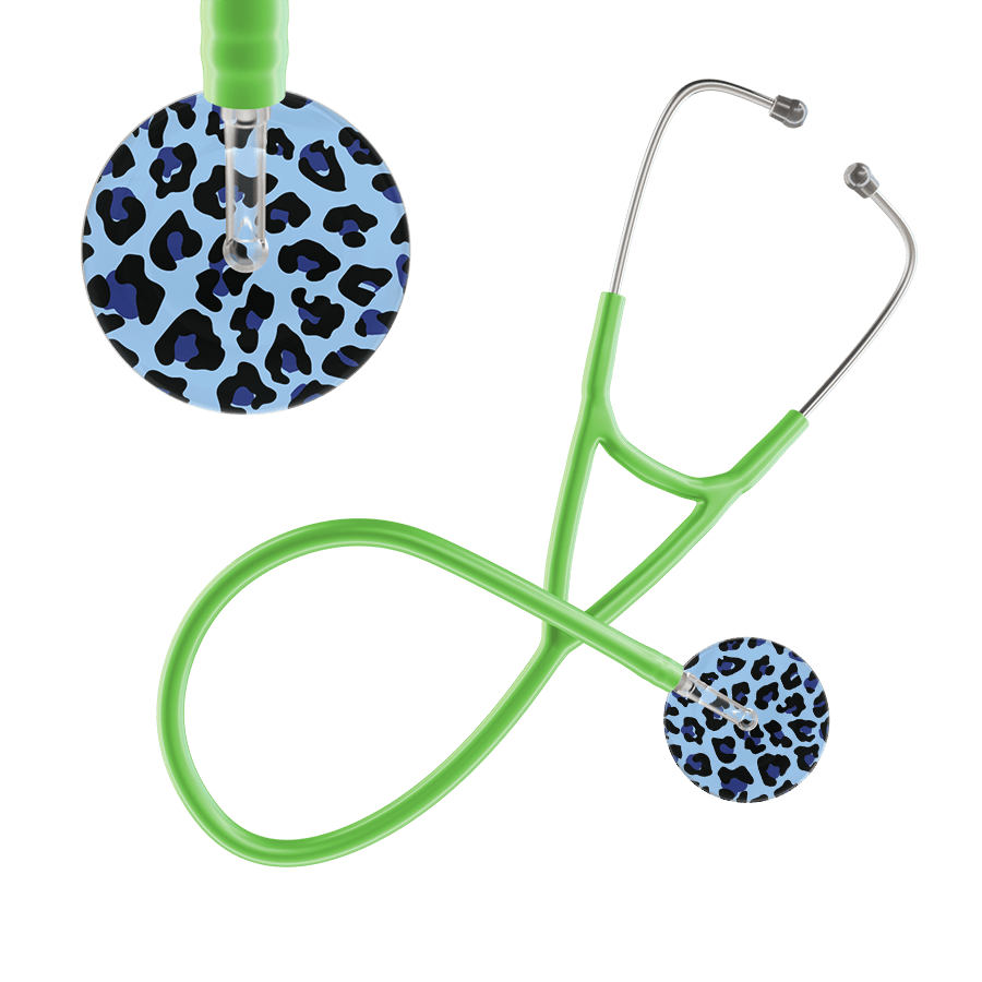 Ultrascope Single Stethoscope Royal Blue Leopard / Adult / Lime Green Leopard Pattern Cardiology Stethoscope - Leopard Print