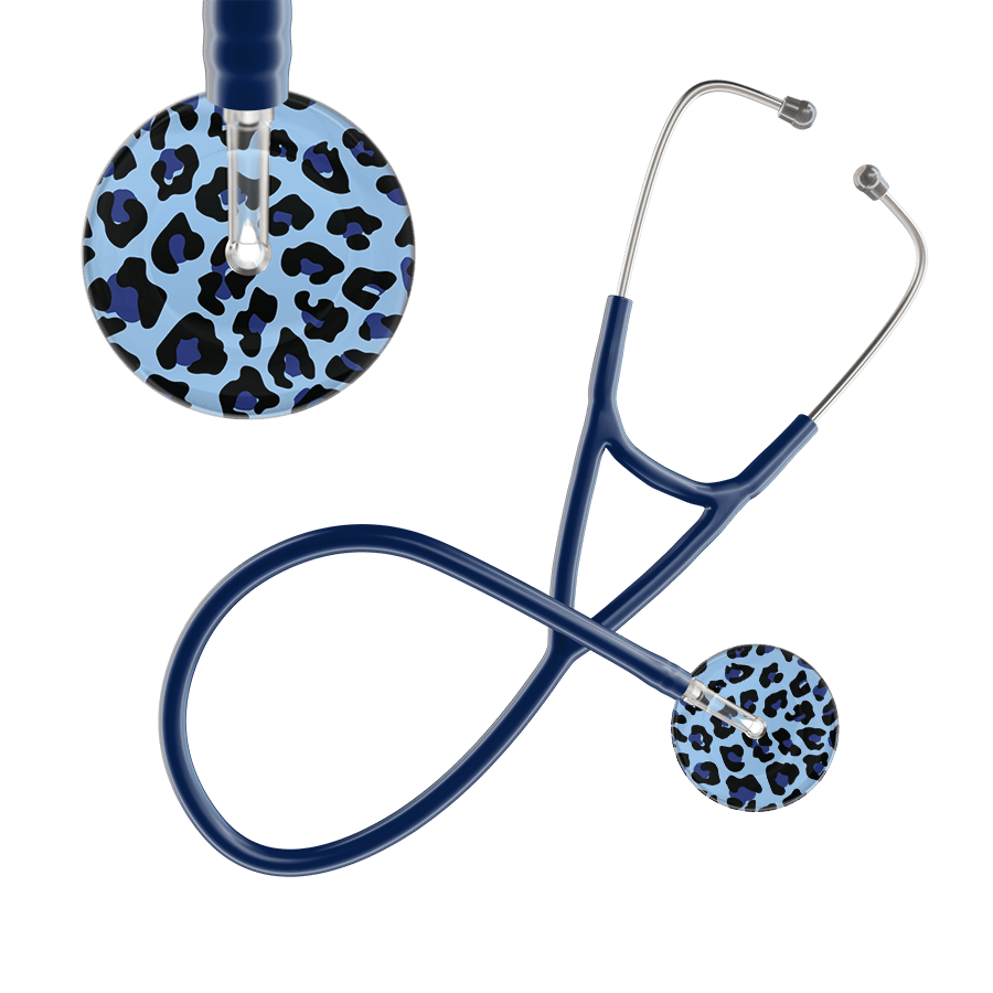 Ultrascope Single Stethoscope Royal Blue Leopard / Adult / Navy Leopard Pattern Cardiology Stethoscope - Leopard Print