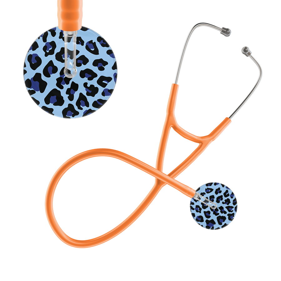 Ultrascope Single Stethoscope Royal Blue Leopard / Adult / Orange Leopard Pattern Cardiology Stethoscope - Leopard Print