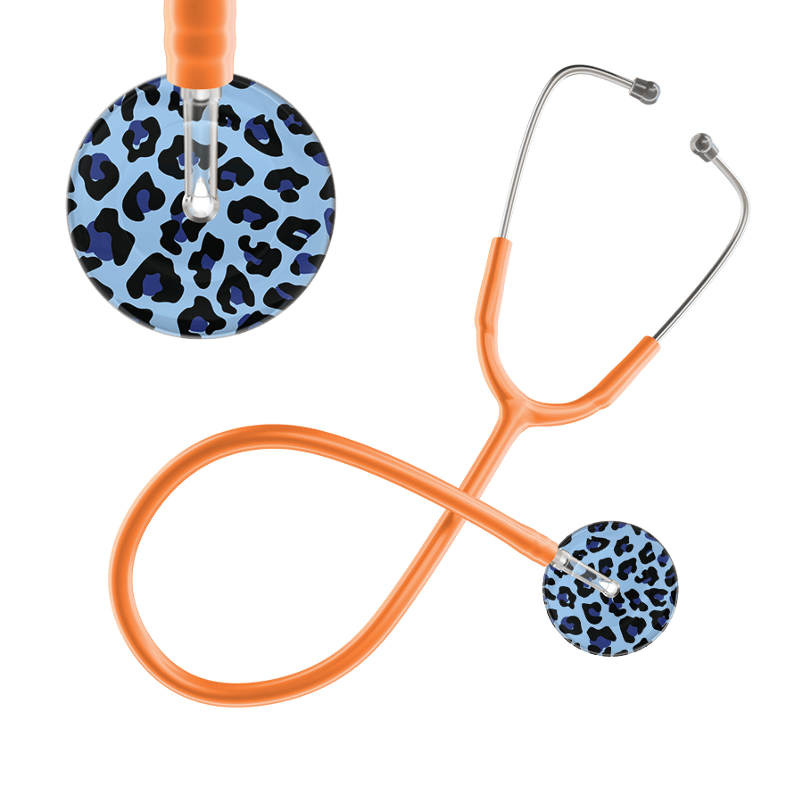 Ultrascope Single Stethoscope Royal Blue Leopard / Adult / Orange Leopard Pattern Stethoscope - Leopard Print