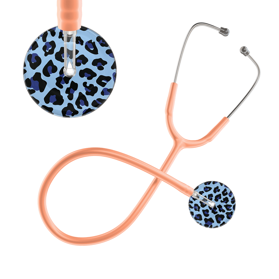 Ultrascope Single Stethoscope Royal Blue Leopard / Adult / Peach Leopard Pattern Stethoscope - Leopard Print