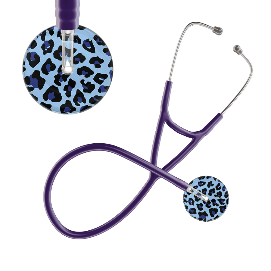 Ultrascope Single Stethoscope Royal Blue Leopard / Adult / Purple Leopard Pattern Cardiology Stethoscope - Leopard Print
