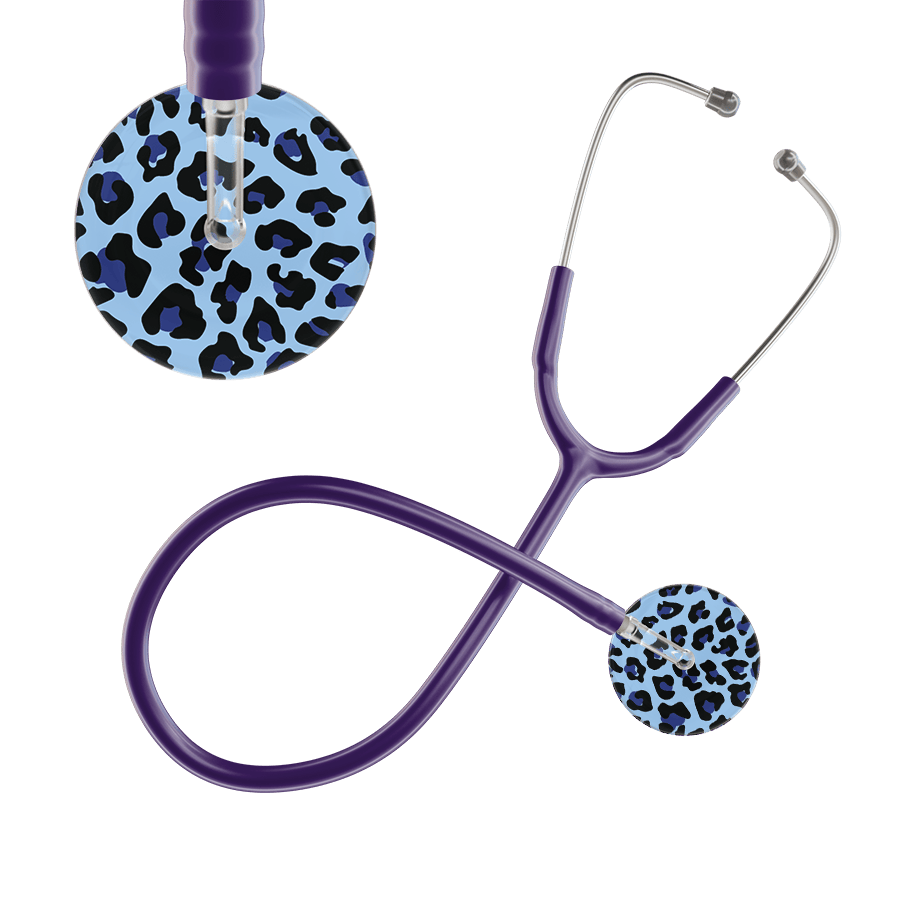 Ultrascope Single Stethoscope Royal Blue Leopard / Adult / Purple Leopard Pattern Stethoscope - Leopard Print