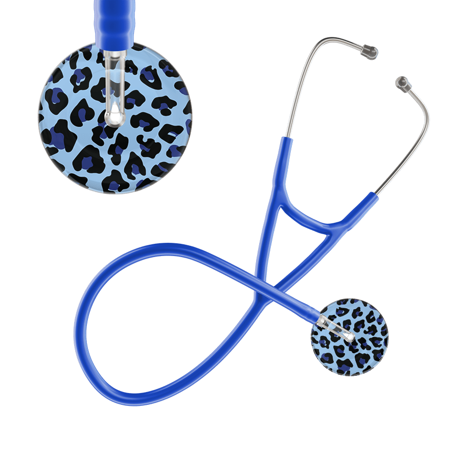 Ultrascope Single Stethoscope Royal Blue Leopard / Adult / Royal Blue Leopard Pattern Cardiology Stethoscope - Leopard Print