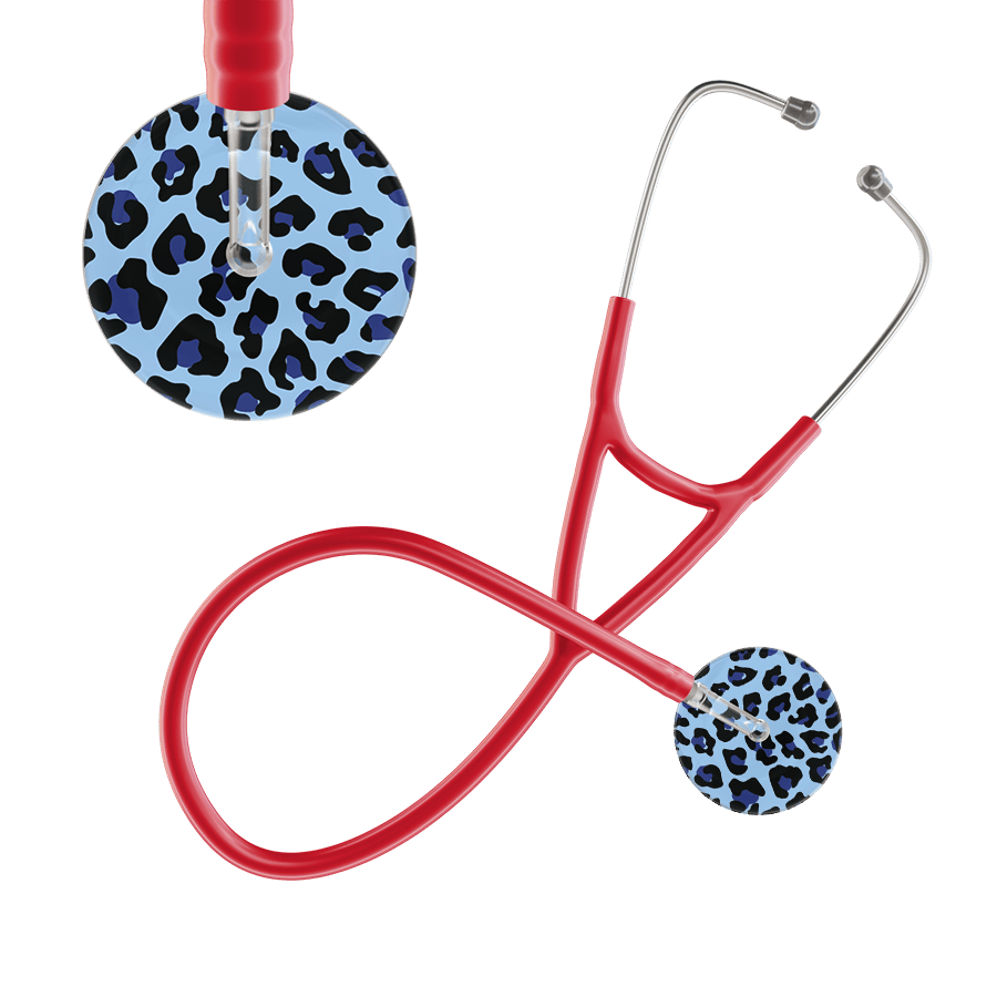 Ultrascope Single Stethoscope Royal Blue Leopard / Adult / Red Leopard Pattern Cardiology Stethoscope - Leopard Print