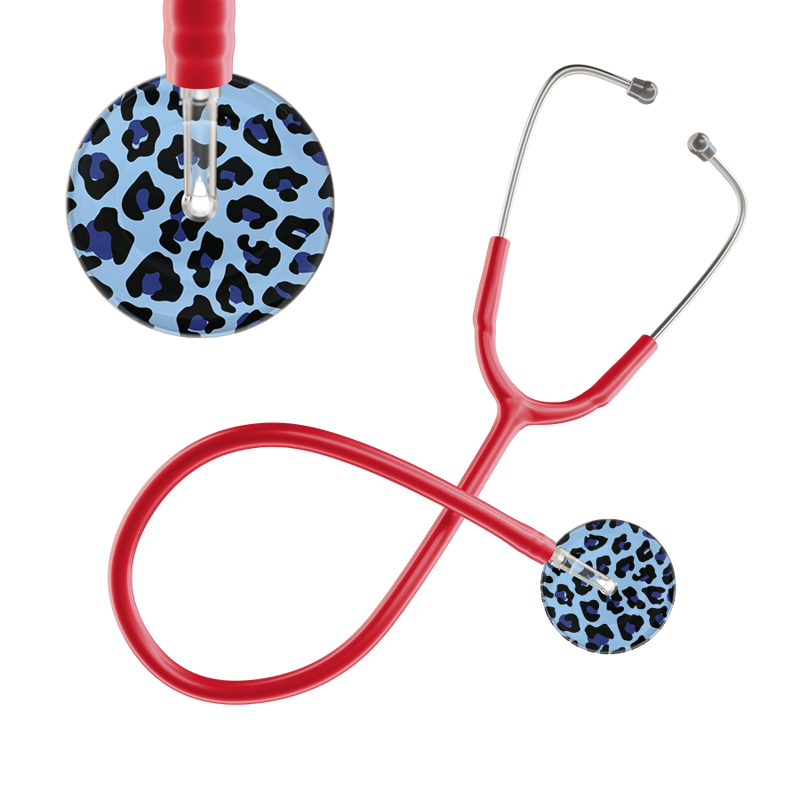 Ultrascope Single Stethoscope Royal Blue Leopard / Adult / Red Leopard Pattern Stethoscope - Leopard Print