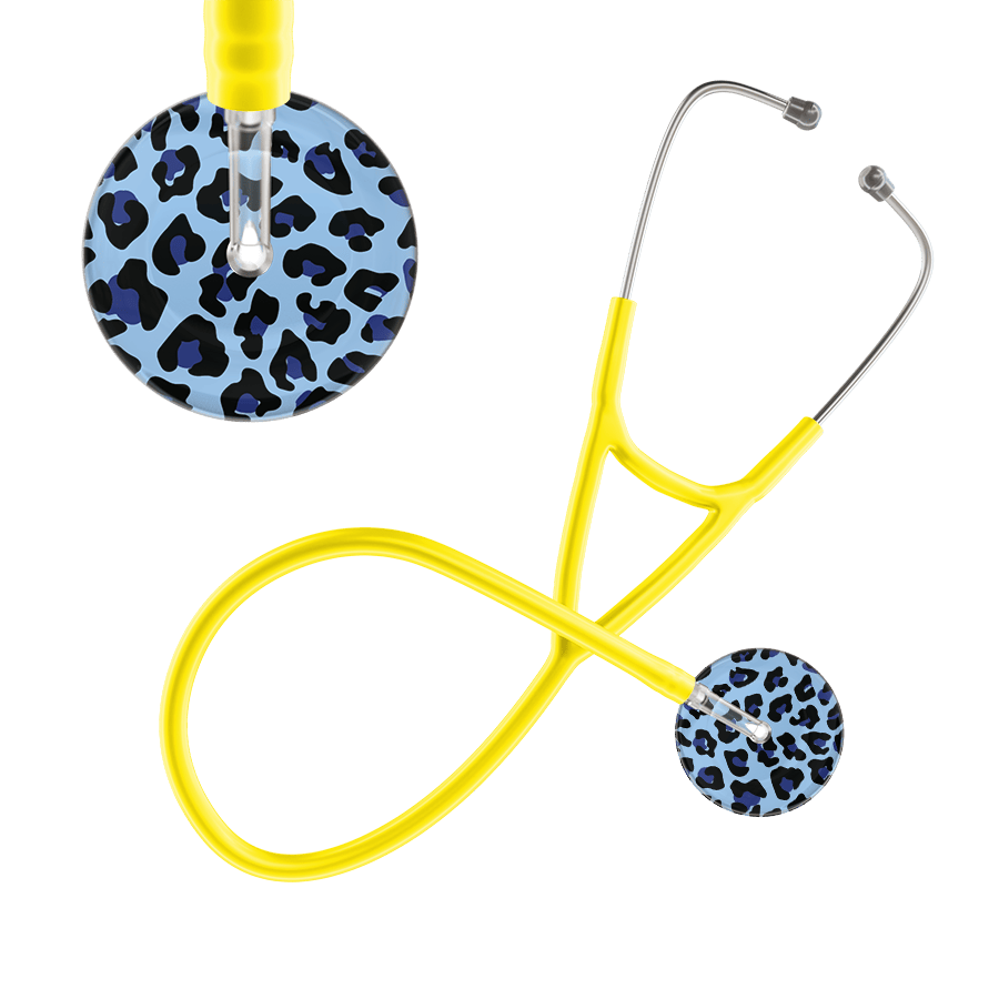 Ultrascope Single Stethoscope Royal Blue Leopard / Adult / Yellow Leopard Pattern Cardiology Stethoscope - Leopard Print