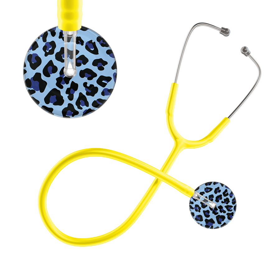 Ultrascope Single Stethoscope Royal Blue Leopard / Adult / Yellow Leopard Pattern Stethoscope - Leopard Print
