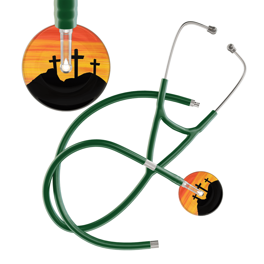 Ultrascope Single Stethoscope 3 Crosses Orange / Adult / Dark Green Extended Tubing 3 Crosses Cardiology Stethoscope