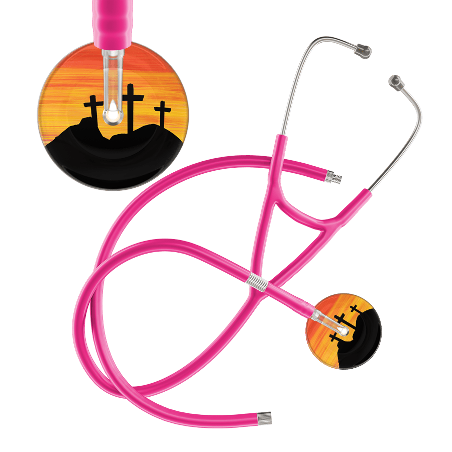 Ultrascope Single Stethoscope 3 Crosses Orange / Adult / Hot Pink Extended Tubing 3 Crosses Cardiology Stethoscope