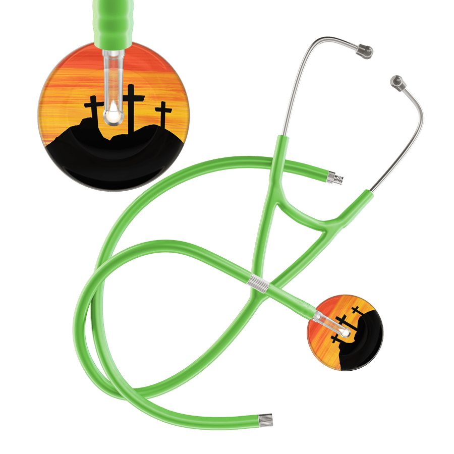 Ultrascope Single Stethoscope 3 Crosses Orange / Adult / Lime Green Extended Tubing 3 Crosses Cardiology Stethoscope
