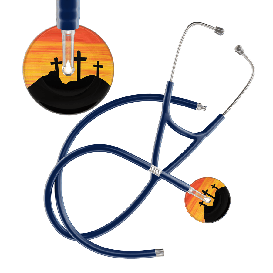 Ultrascope Single Stethoscope 3 Crosses Orange / Adult / Navy Extended Tubing 3 Crosses Cardiology Stethoscope