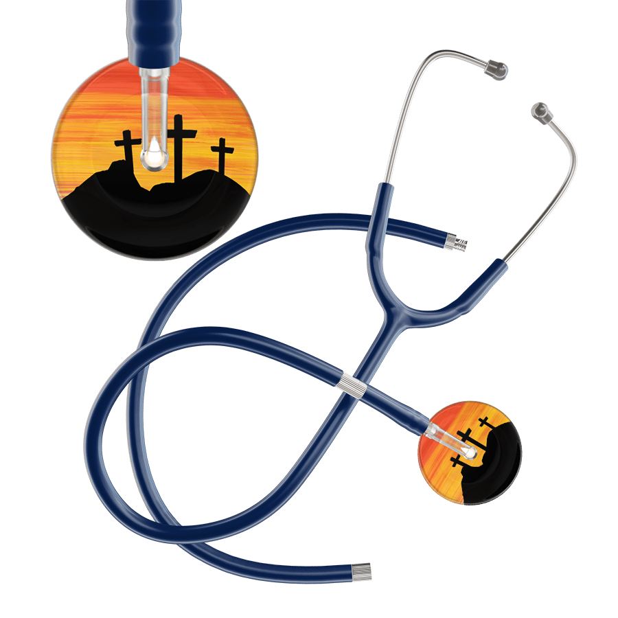 Ultrascope Single Stethoscope 3 Crosses Orange / Adult / Navy Extended Tubing 3 Crosses Stethoscope