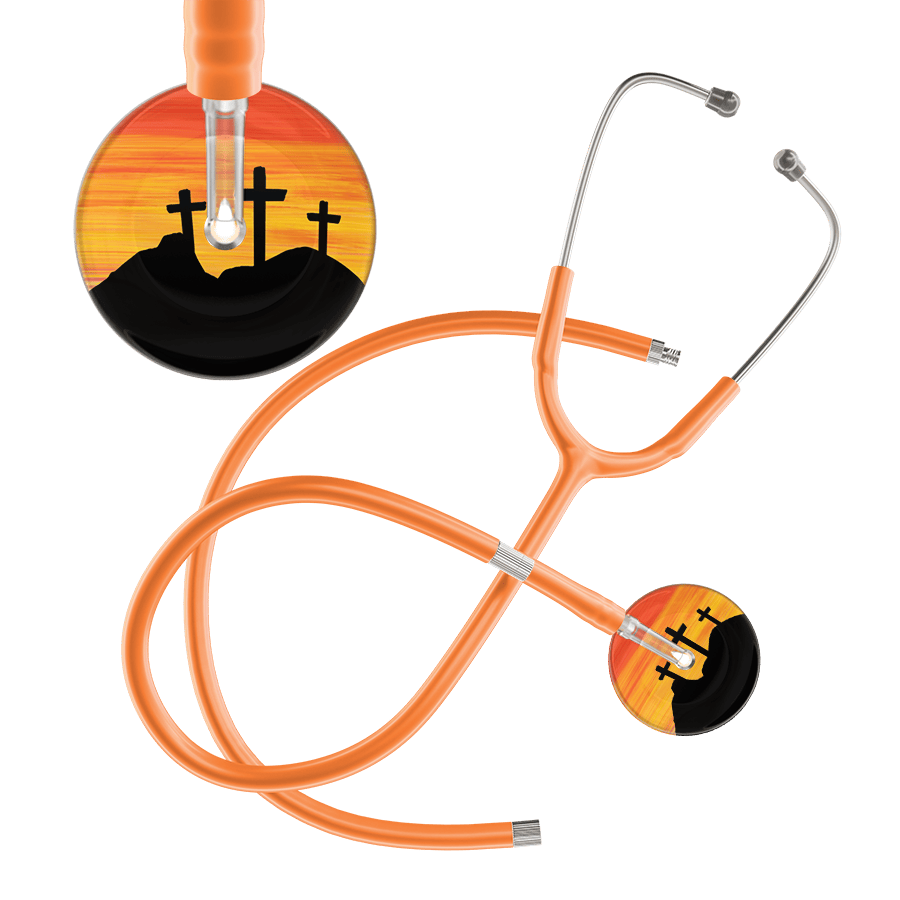 Ultrascope Single Stethoscope 3 Crosses Orange / Adult / Orange Extended Tubing 3 Crosses Stethoscope