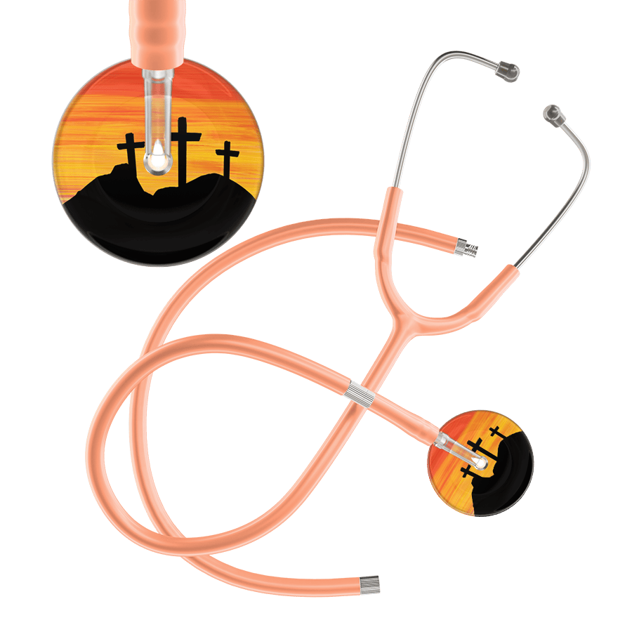Ultrascope Single Stethoscope 3 Crosses Orange / Adult / Peach Extended Tubing 3 Crosses Stethoscope