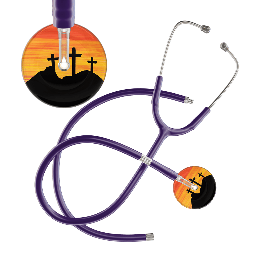 Ultrascope Single Stethoscope 3 Crosses Orange / Adult / Purple Extended Tubing 3 Crosses Stethoscope