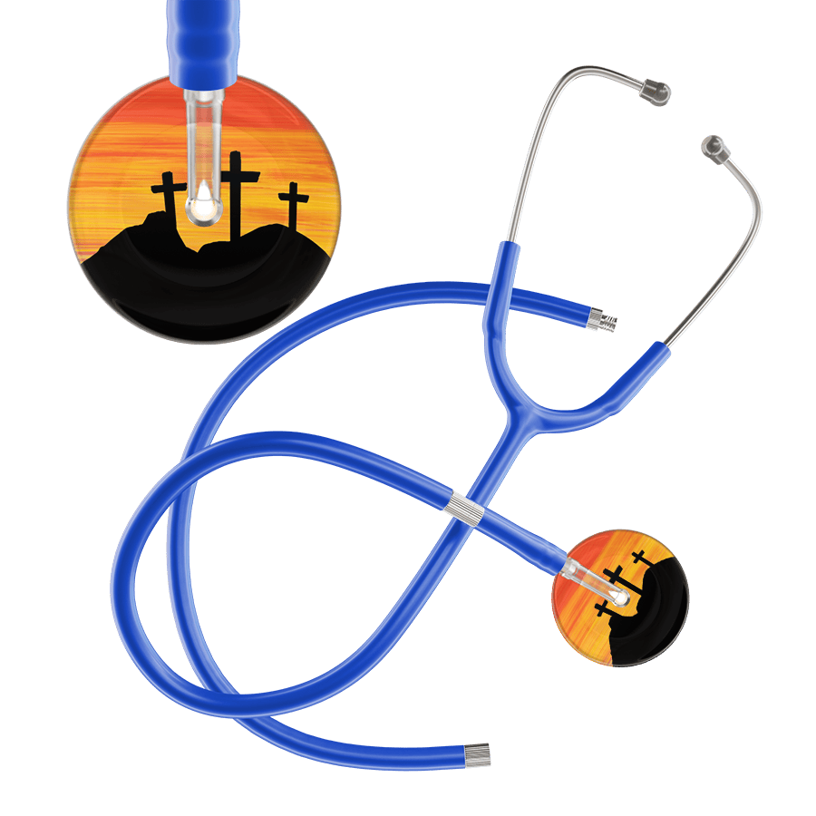 Ultrascope Single Stethoscope 3 Crosses Orange / Adult / Royal Blue Extended Tubing 3 Crosses Stethoscope