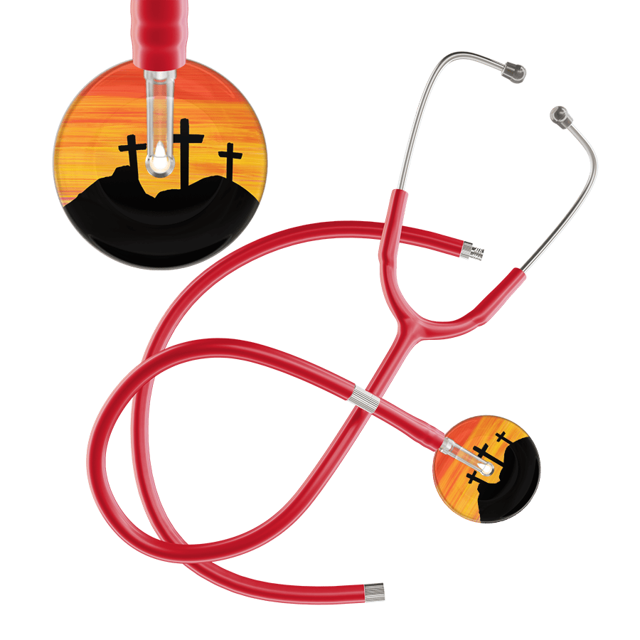 Ultrascope Single Stethoscope 3 Crosses Orange / Adult / Red Extended Tubing 3 Crosses Stethoscope