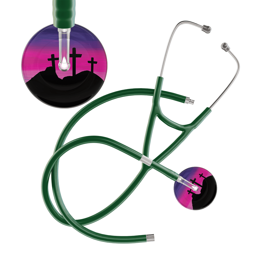 Ultrascope Single Stethoscope 3 Crosses Purple / Adult / Dark Green Extended Tubing 3 Crosses Cardiology Stethoscope