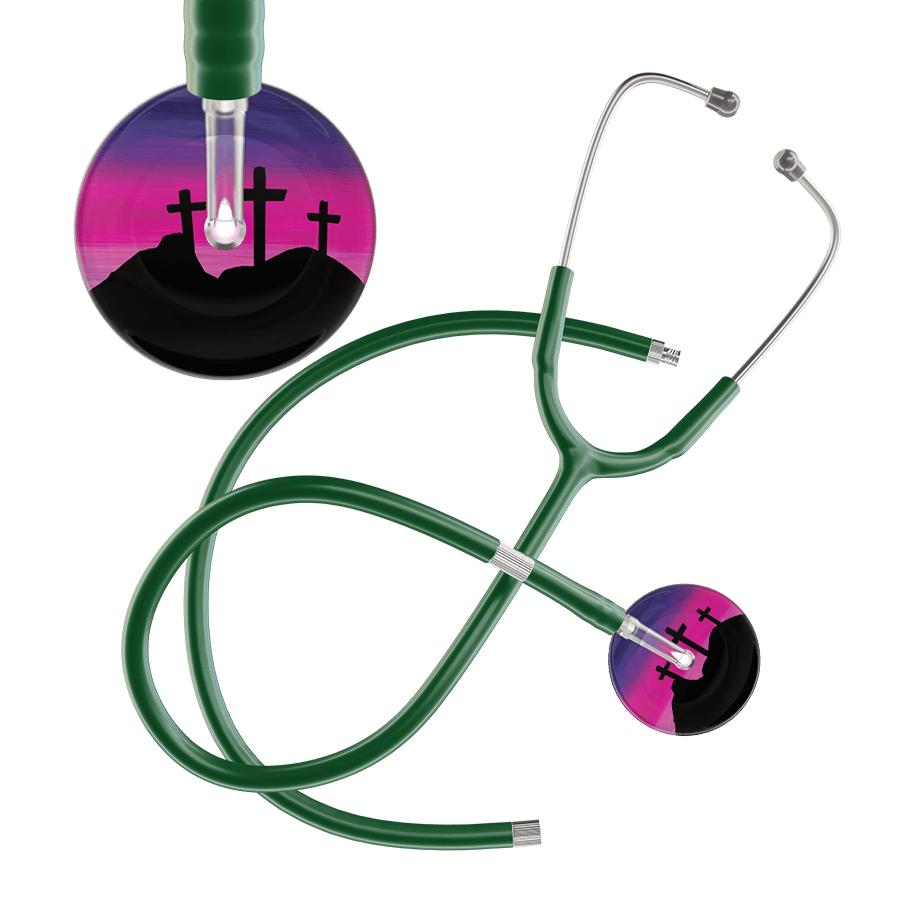 Ultrascope Single Stethoscope 3 Crosses Purple / Adult / Dark Green Extended Tubing 3 Crosses Stethoscope