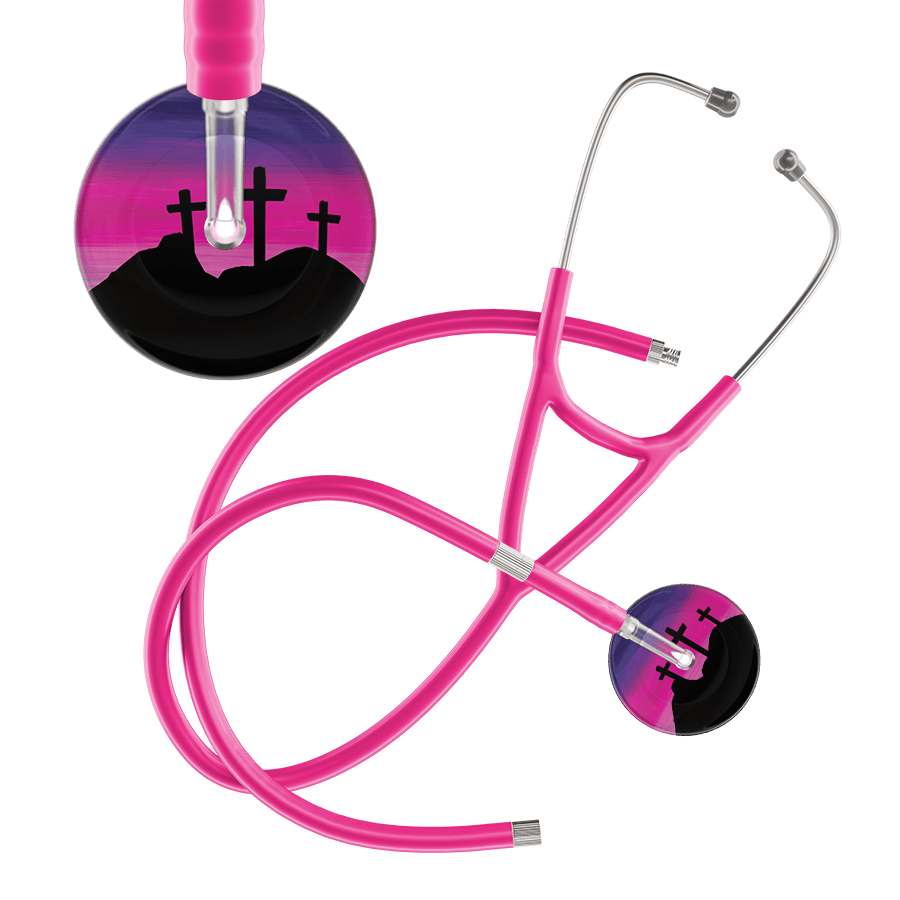 Ultrascope Single Stethoscope 3 Crosses Purple / Adult / Hot Pink Extended Tubing 3 Crosses Cardiology Stethoscope