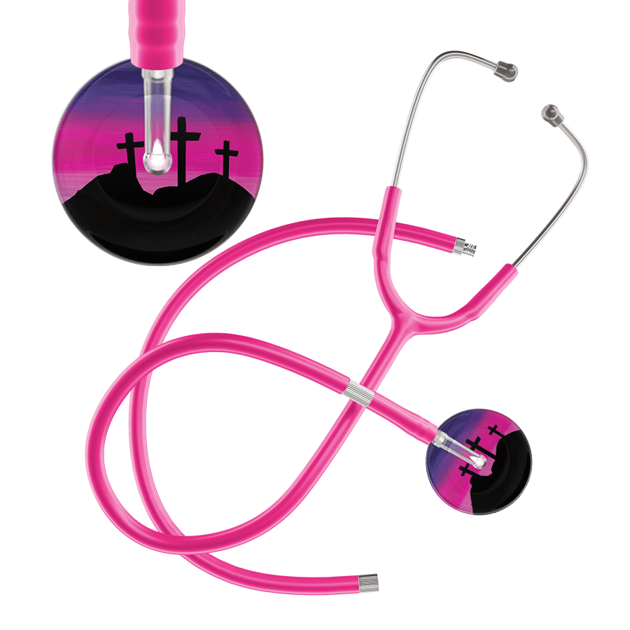 Ultrascope Single Stethoscope 3 Crosses Purple / Adult / Hot Pink Extended Tubing 3 Crosses Stethoscope