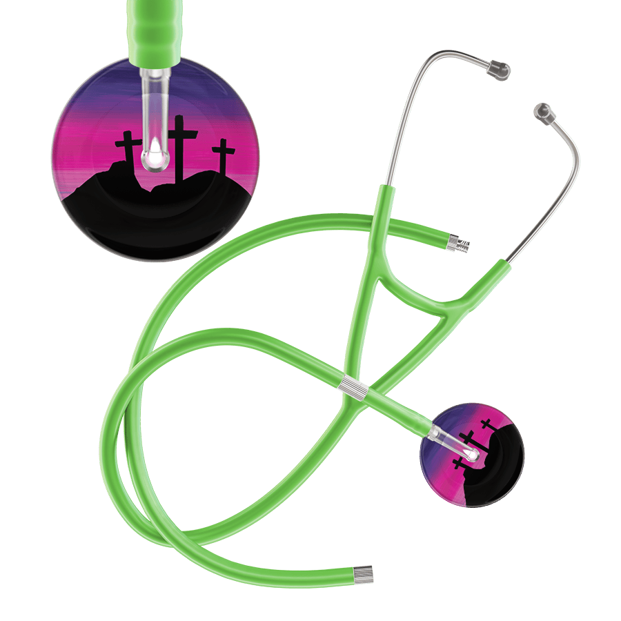Ultrascope Single Stethoscope 3 Crosses Purple / Adult / Lime Green Extended Tubing 3 Crosses Cardiology Stethoscope