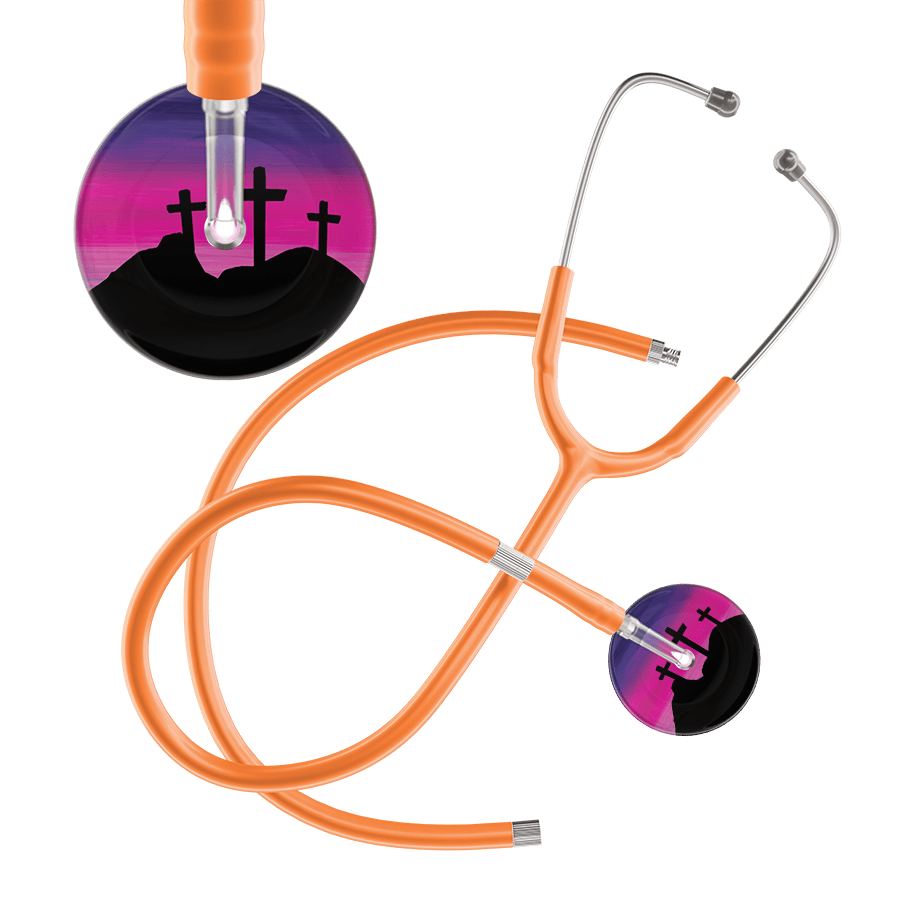 Ultrascope Single Stethoscope 3 Crosses Purple / Adult / Orange Extended Tubing 3 Crosses Stethoscope