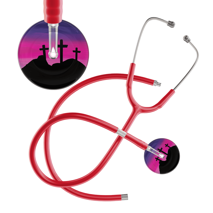 Ultrascope Single Stethoscope 3 Crosses Purple / Adult / Red Extended Tubing 3 Crosses Stethoscope