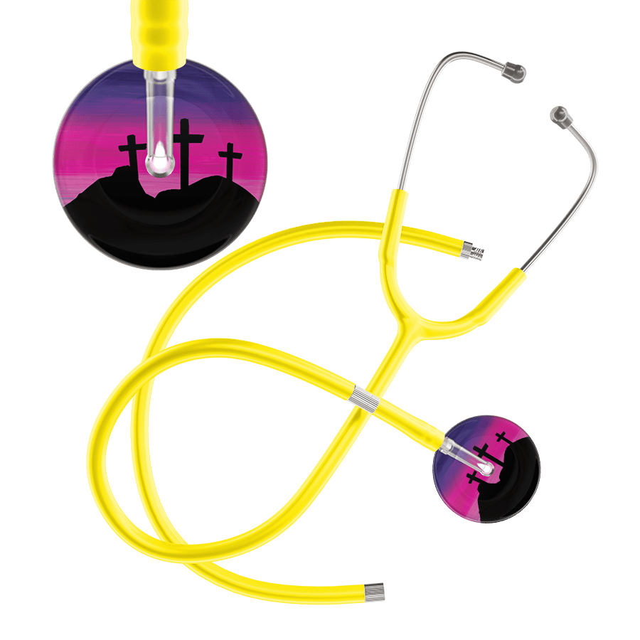 Ultrascope Single Stethoscope 3 Crosses Purple / Adult / Yellow Extended Tubing 3 Crosses Stethoscope