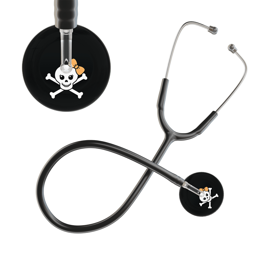 Ultrascope Single Stethoscope Creamsicle Bow Black Background / Adult / Black Cute Skull Stethoscope